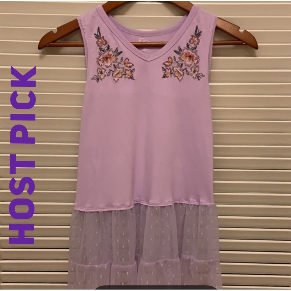 ArtClass Girl top in purple with floral embroidery